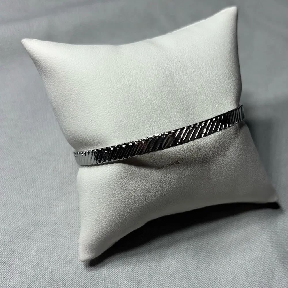 New! Textured Silvertone Boho Open Cuff Adjustable Bracelet